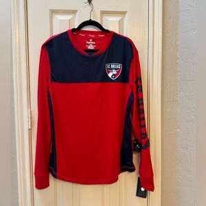 NWT Men's L FC Dallas Fanatics Red/Navy Striker Long Sleeve T-Shirt